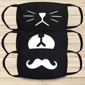 Cat, Bear, Mustache Face Masks, Cute, Cotton, 3